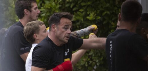 Im A Celebs Ant joins boxing gym with tattooed security guard near ITV camp