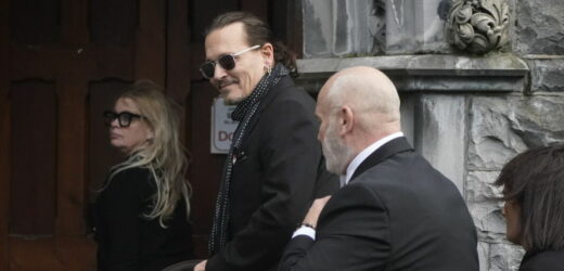 Johnny Depp pictured arriving for Shane MacGowans funeral