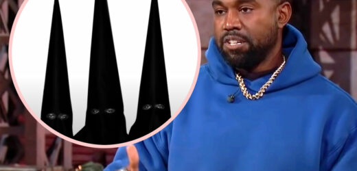 Kanye West Back At It Again – Wears KKK-Style Hood At Album Listening Party WITH HIS KIDS!